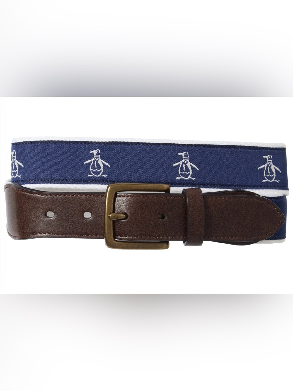 Penguin Logo Belt Navy Brown